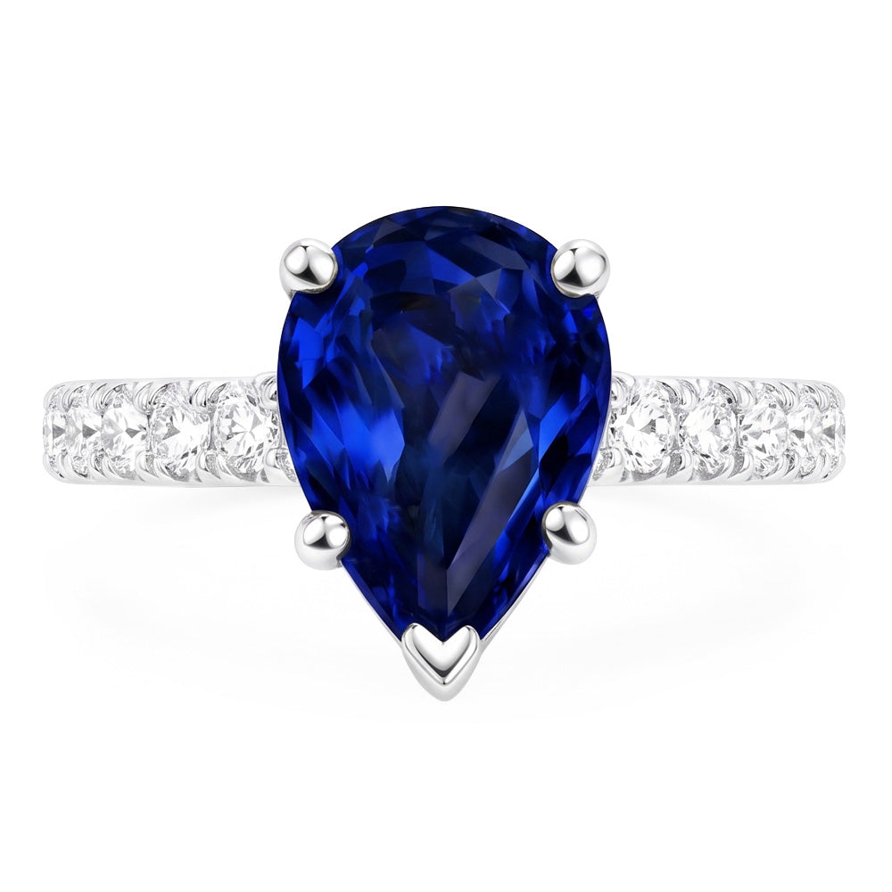Natural Sapphire Ring 4ct - White Gold 14K