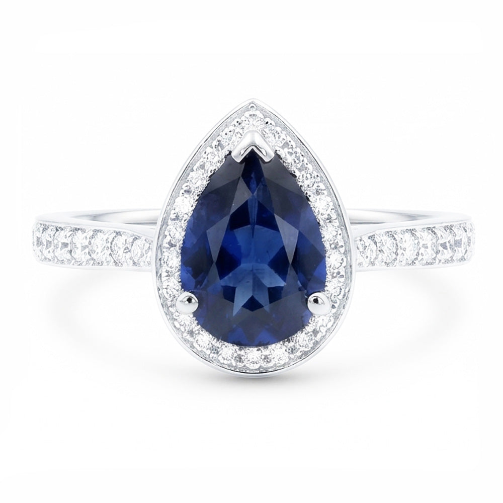 Natural Sapphire Ring 4ct - White Gold 14K
