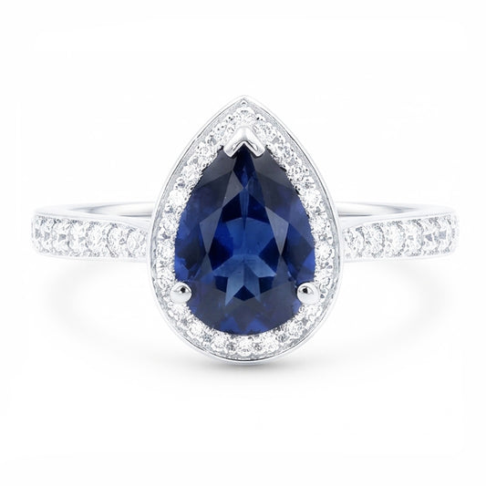 Natural Sapphire Ring 4ct - White Gold 14K