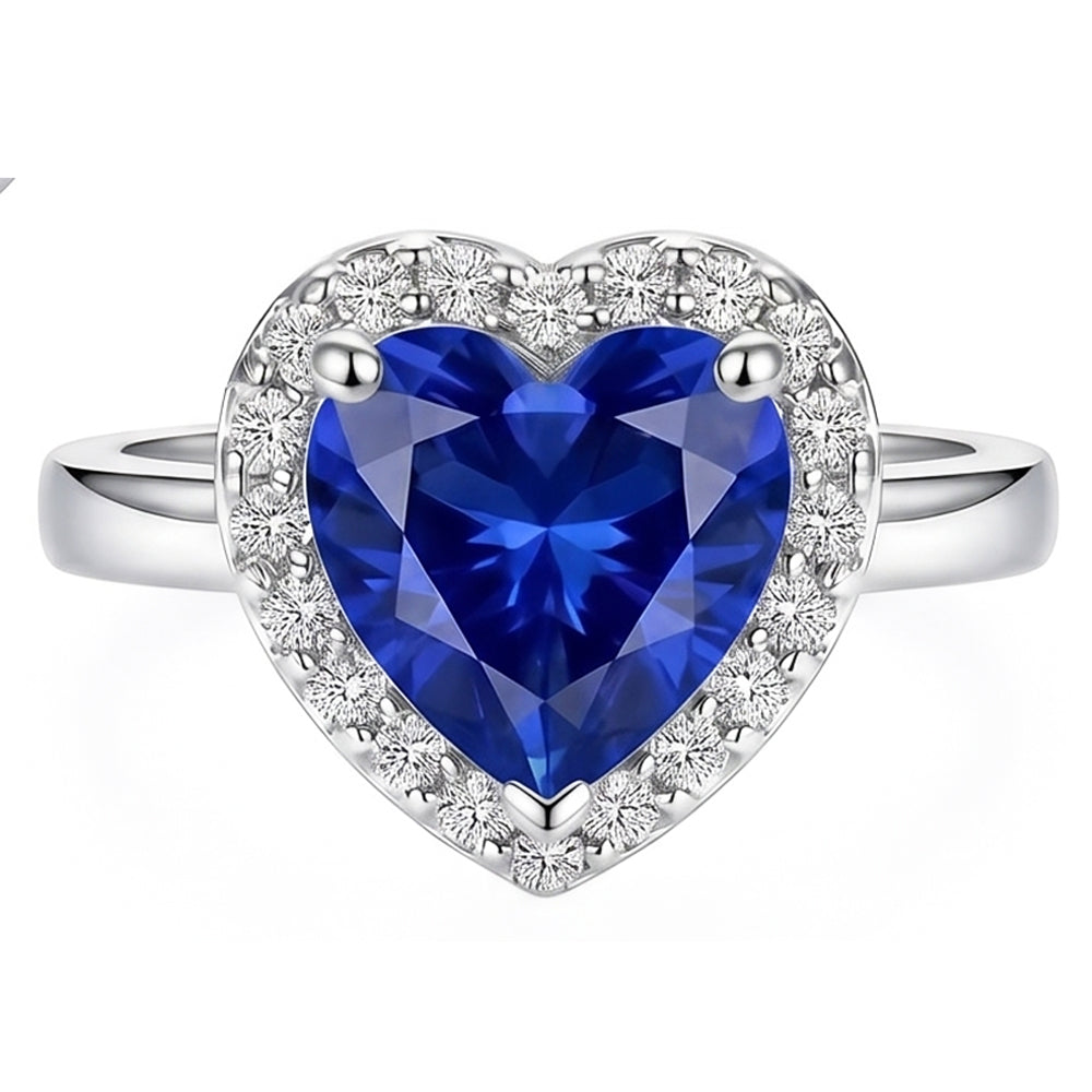 Natural Sapphire Ring 4ct - White Gold 14K