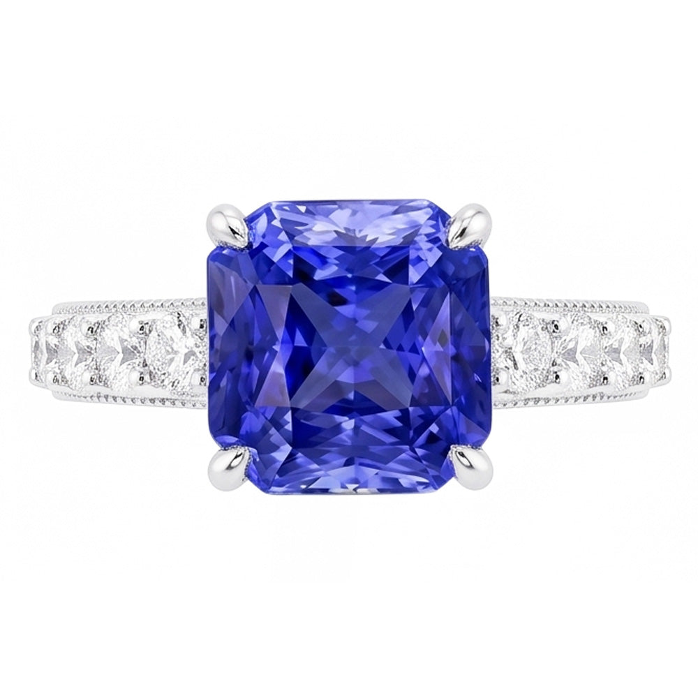 Natural Sapphire Ring 4ct - White Gold 14K