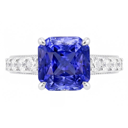 Natural Sapphire Ring 4ct - White Gold 14K