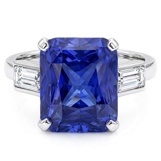 Natural Sapphire Ring 4ct - White Gold 14K