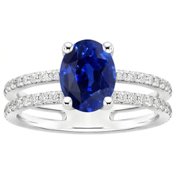 Natural Sapphire Ring 4ct - White Gold 14K