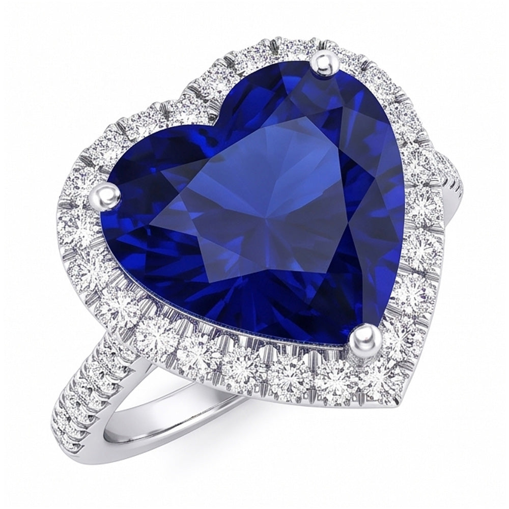 Natural Sapphire Ring 4ct - White Gold 14K
