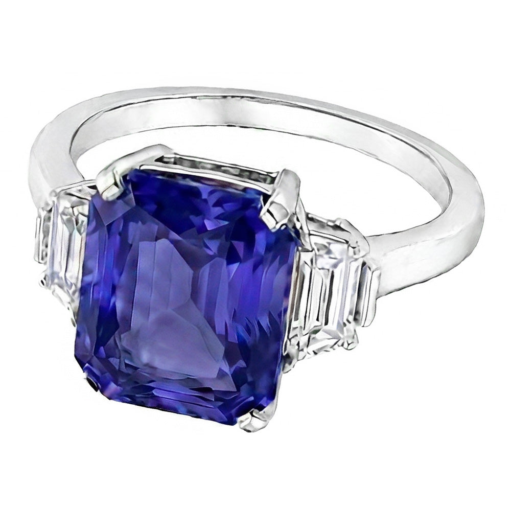 Natural Sapphire Ring 4ct - White Gold 14K