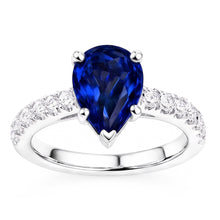 Natural Sapphire Ring 4ct - White Gold 14K