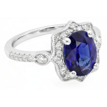 Natural Sapphire Ring 4ct - White Gold 14K