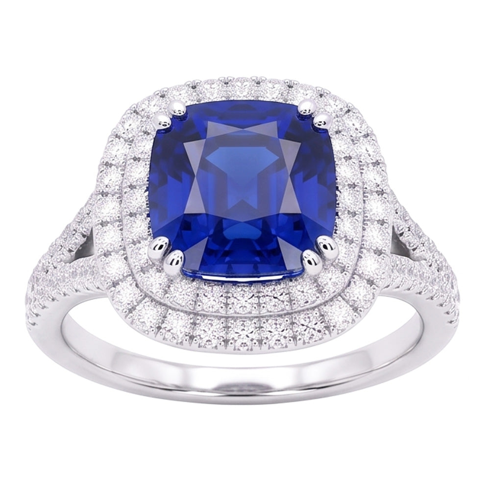 Natural Sapphire Ring 4ct - White Gold 14K