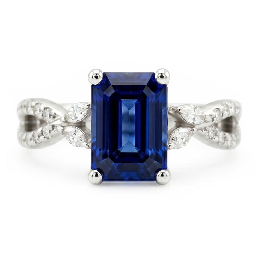 Natural Sapphire Ring 4ct - White Gold 14K