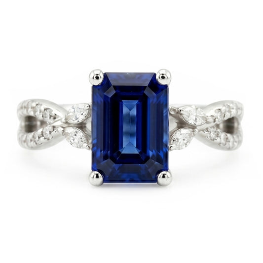 Natural Sapphire Ring 4ct - White Gold 14K