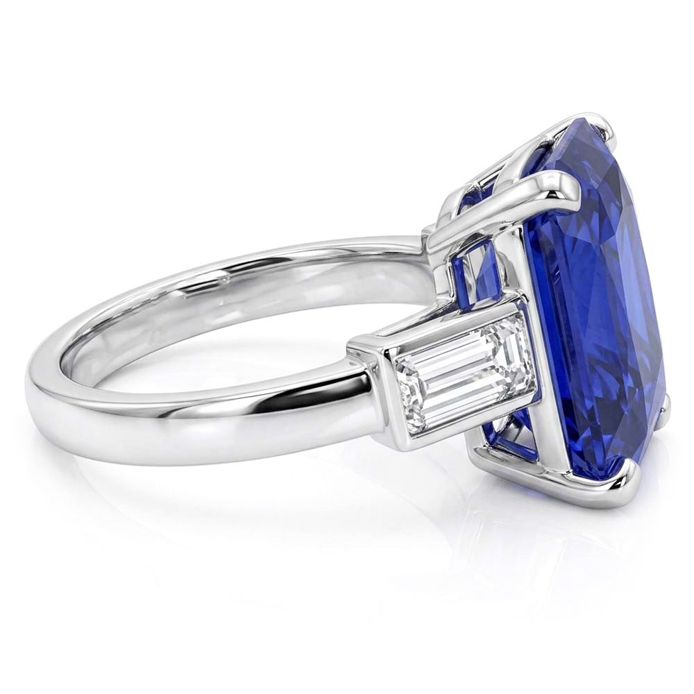 Natural Sapphire Ring 4ct - White Gold 14K