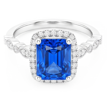 Natural Sapphire Ring 4ct - White Gold 14K