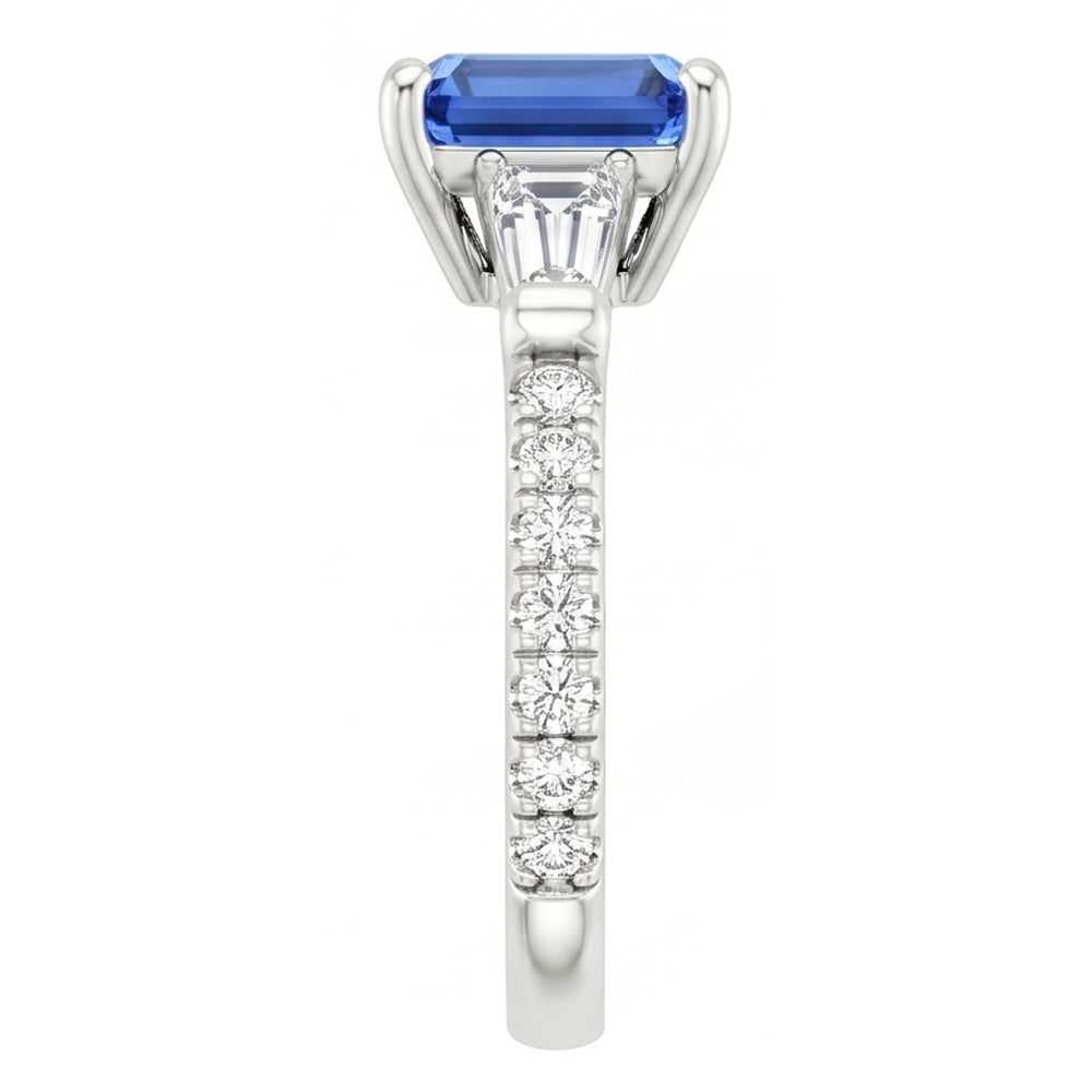 Natural Sapphire Ring 4ct - White Gold 14K
