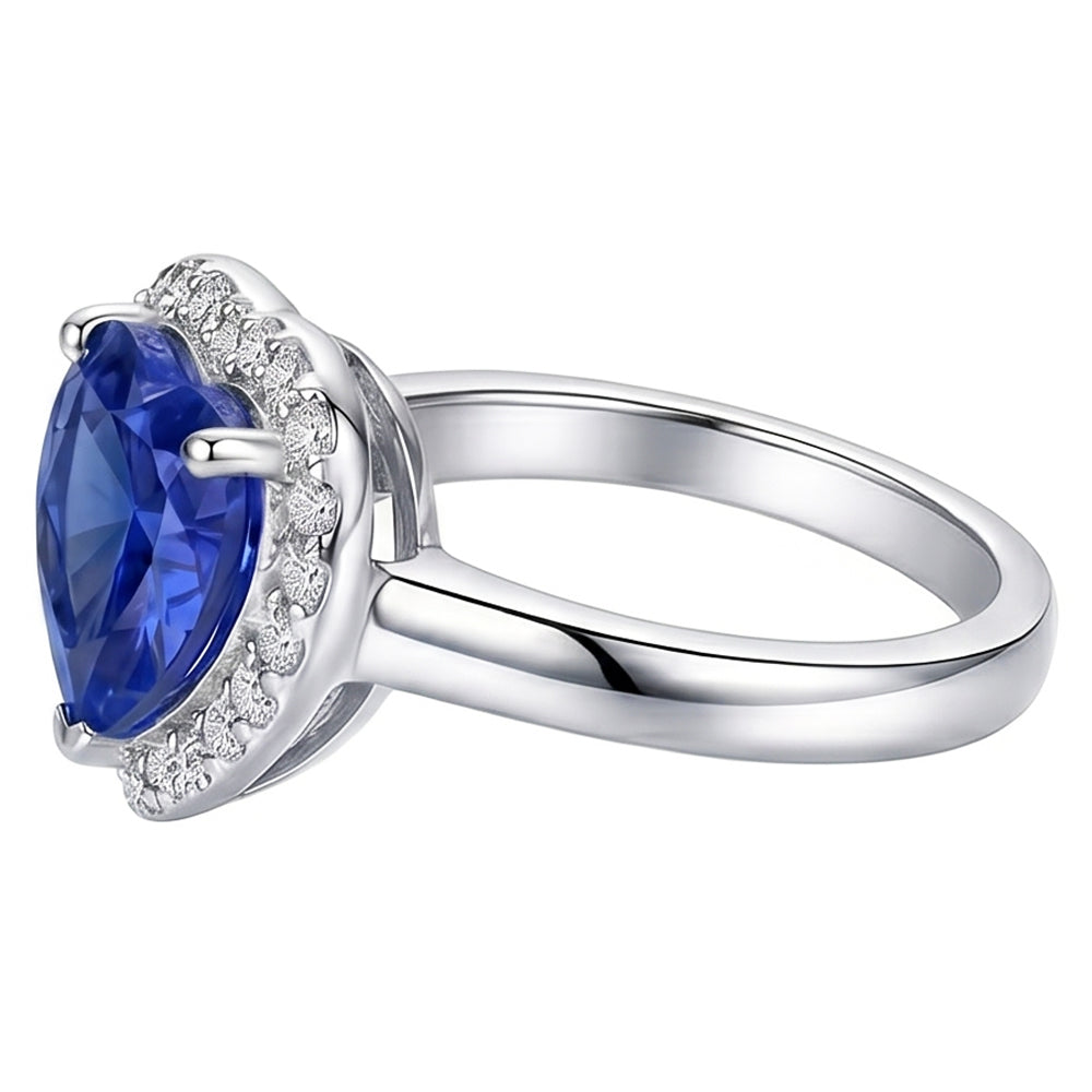 Natural Sapphire Ring 4ct - White Gold 14K