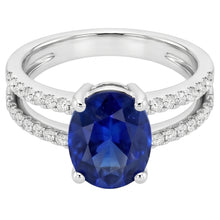 Natural Sapphire Ring 4ct - White Gold 14K