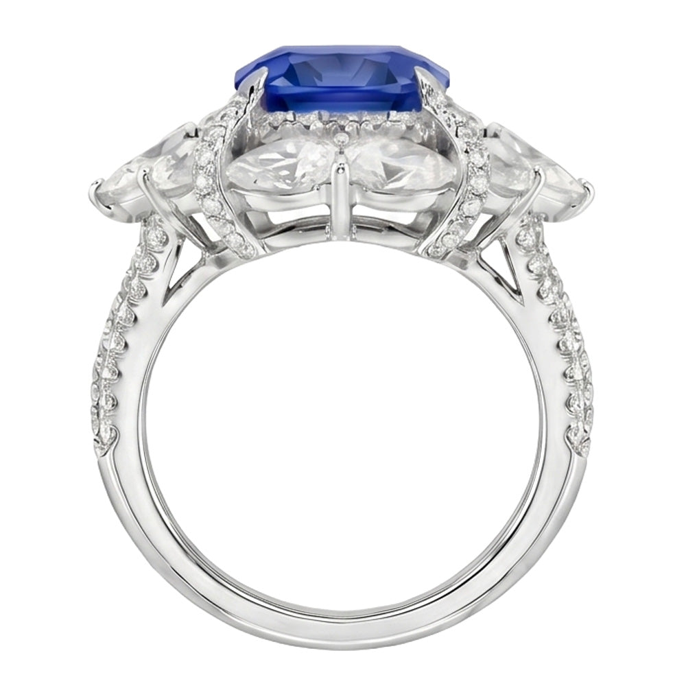 Natural Sapphire Ring 4ct - White Gold 14K