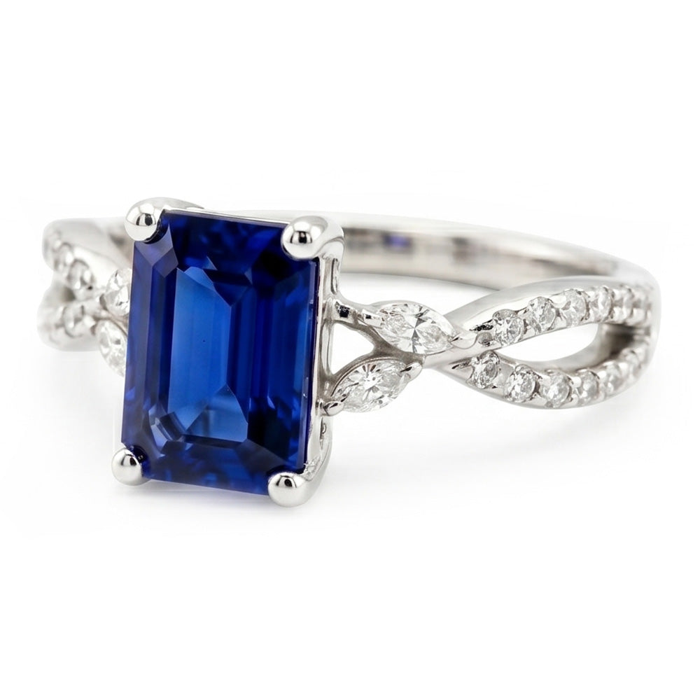 Natural Sapphire Ring 4ct - White Gold 14K