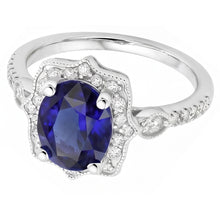 Natural Sapphire Ring 4ct - White Gold 14K
