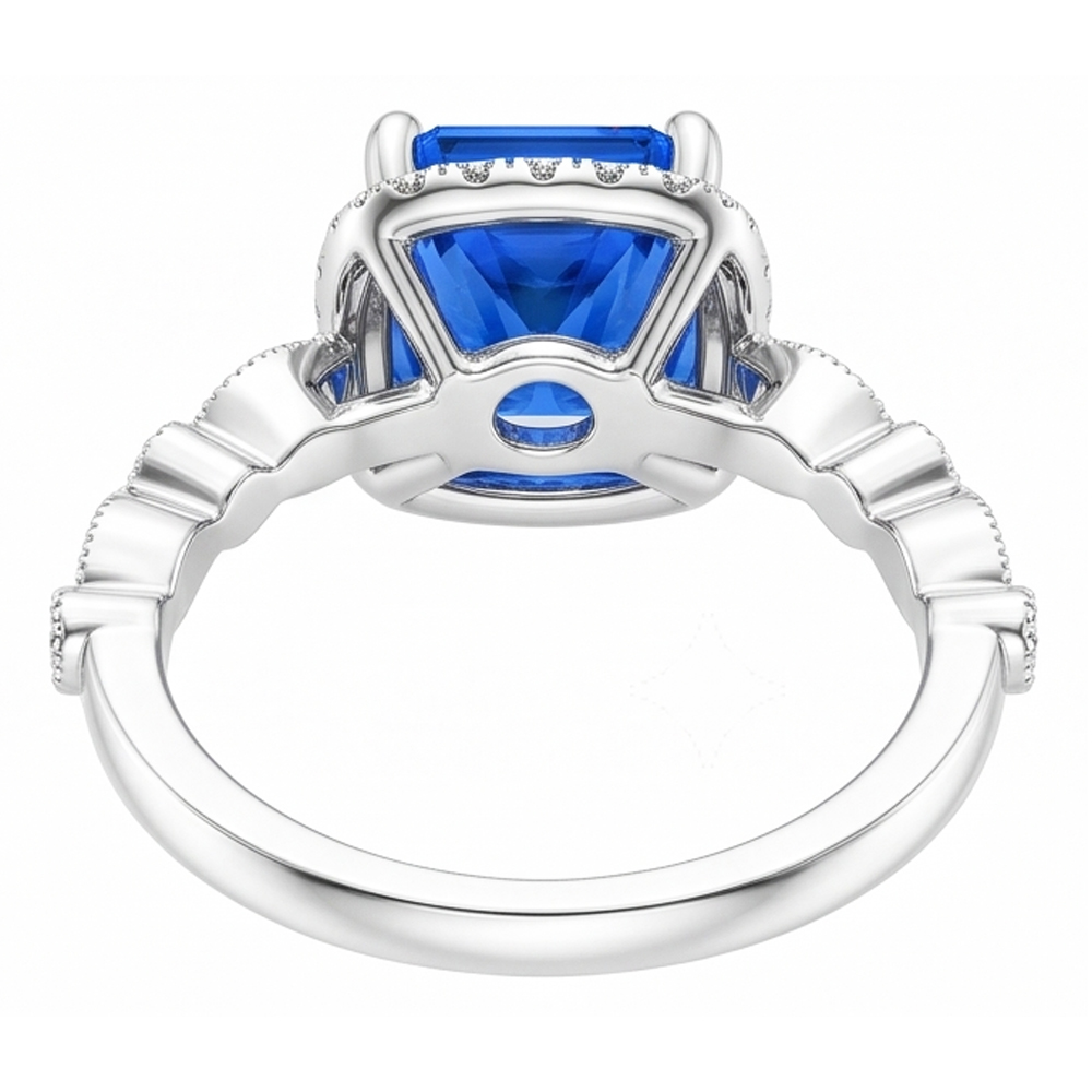 Natural Sapphire Ring 4ct - White Gold 14K