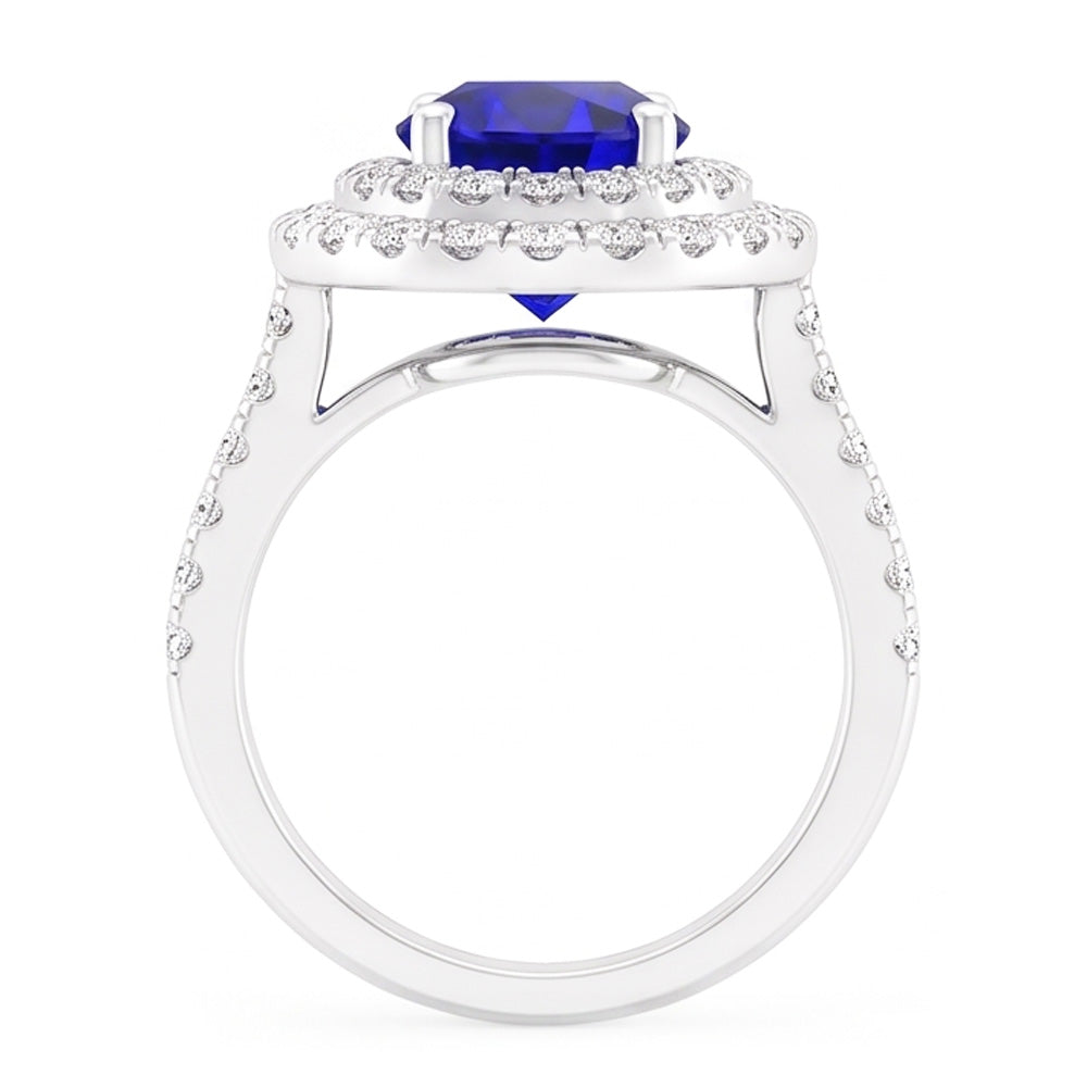 Natural Sapphire Ring 4ct - White Gold 14K