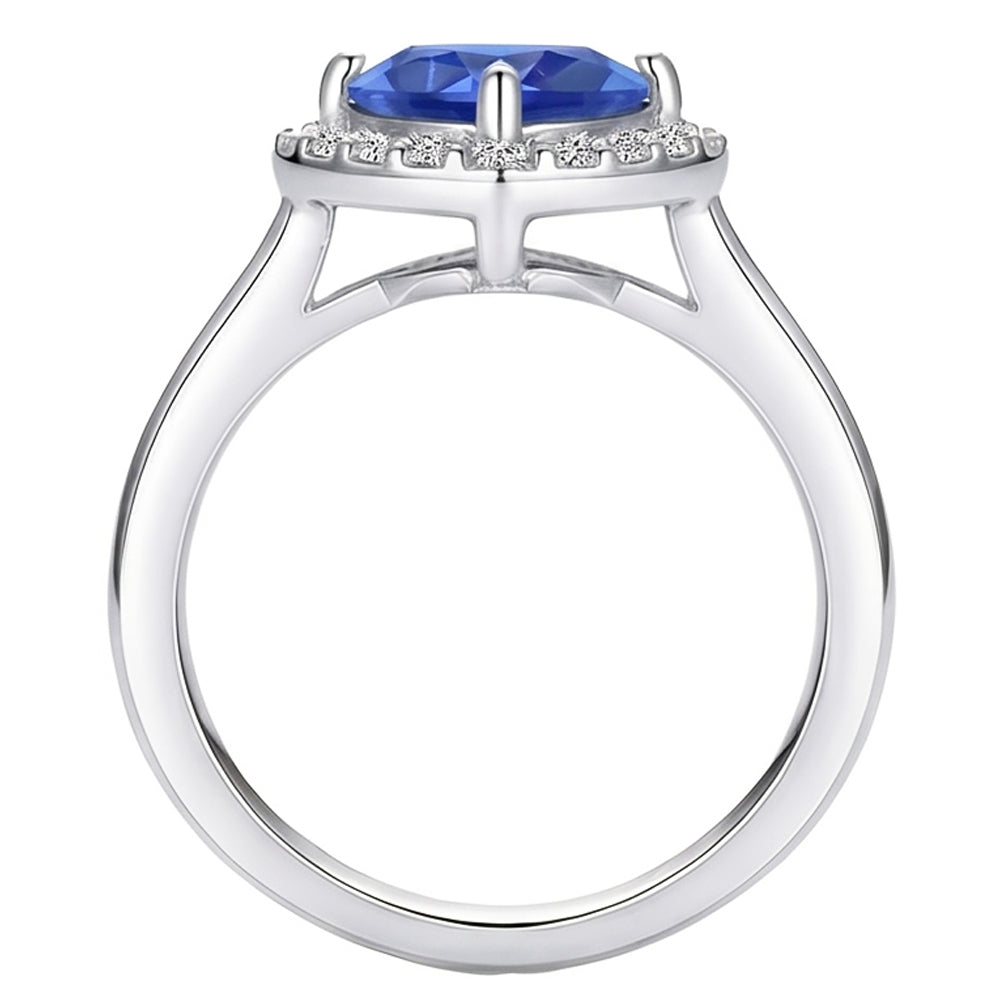 Natural Sapphire Ring 4ct - White Gold 14K