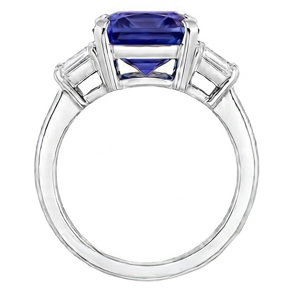 Natural Sapphire Ring 4ct - White Gold 14K