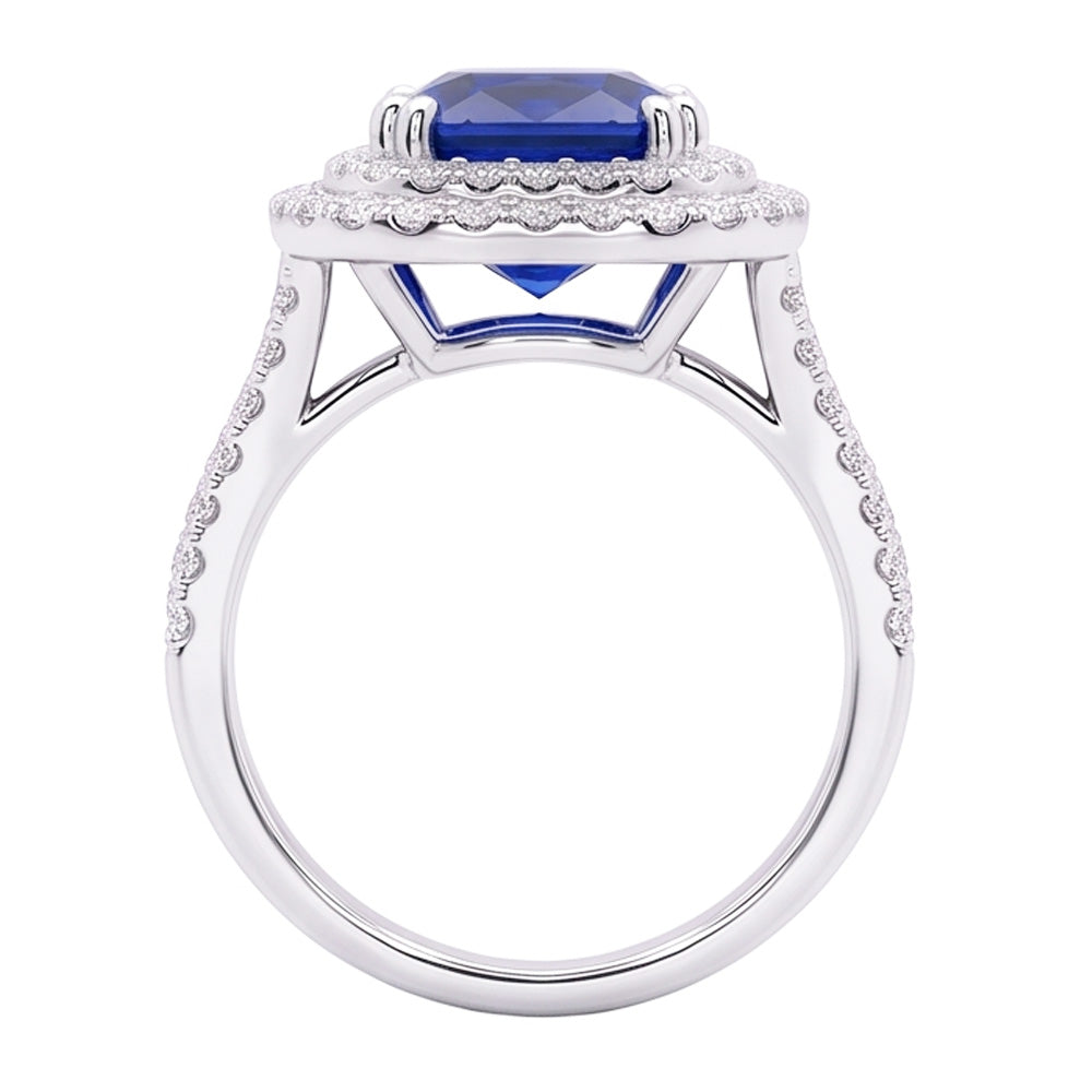 Natural Sapphire Ring 4ct - White Gold 14K