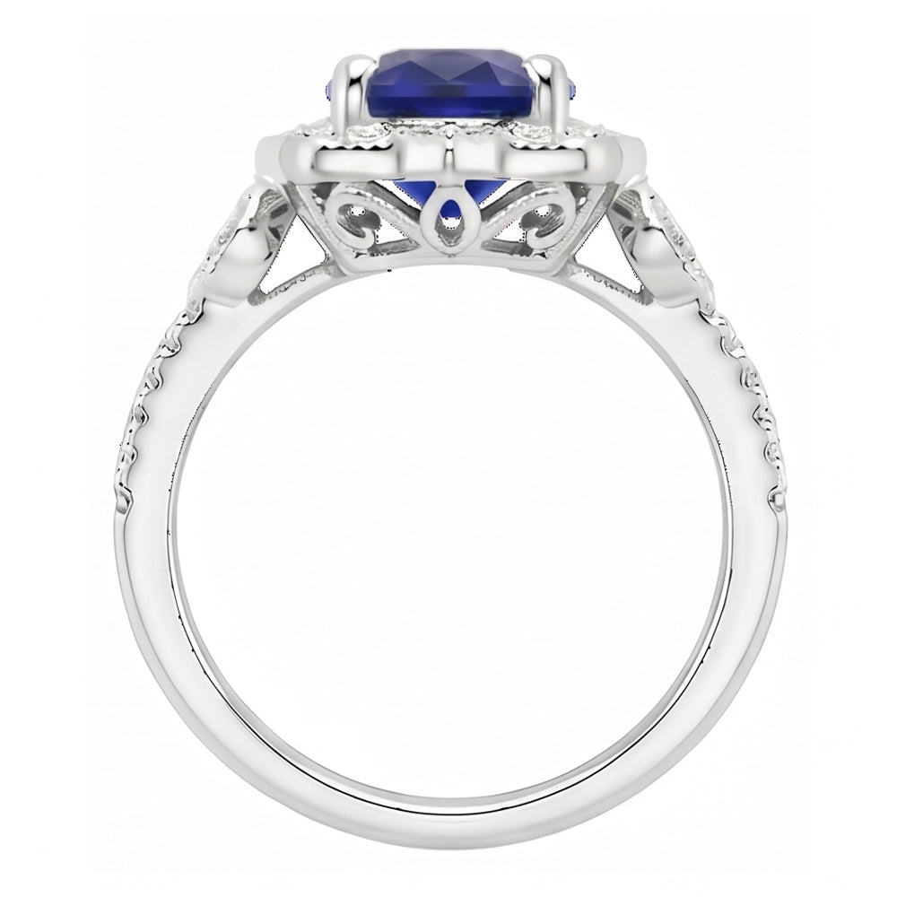 Natural Sapphire Ring 4ct - White Gold 14K
