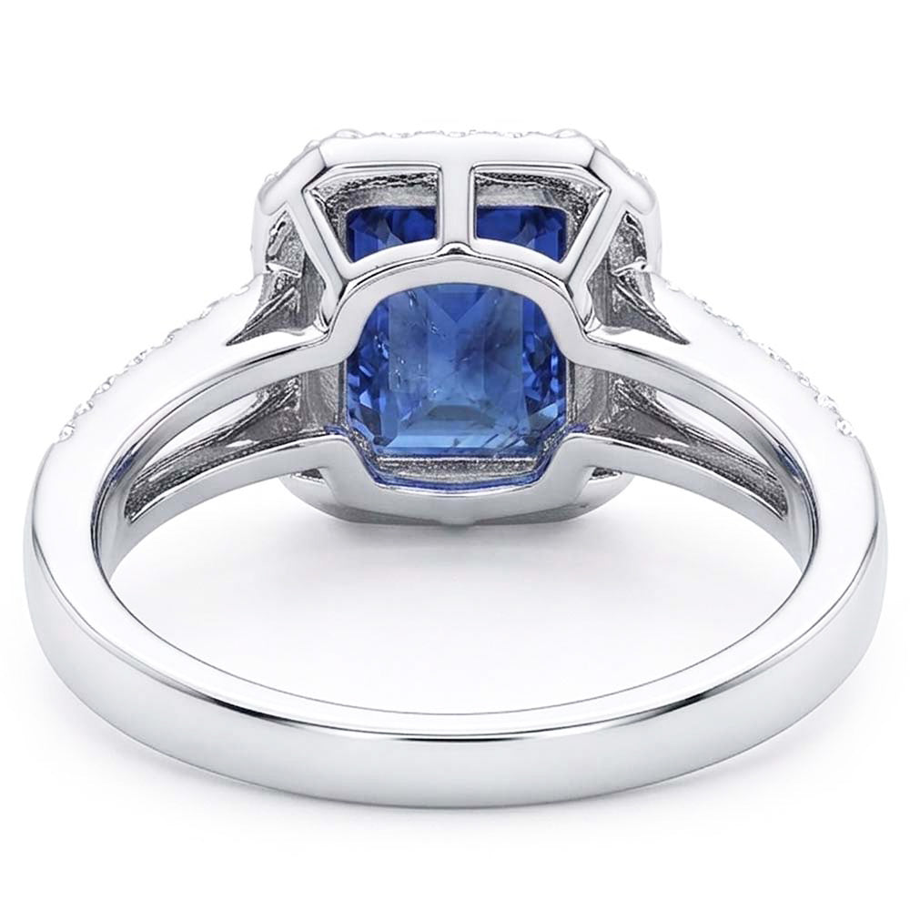 Natural Sapphire Ring 4ct - White Gold 14K