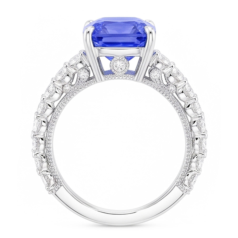Natural Sapphire Ring 4ct - White Gold 14K