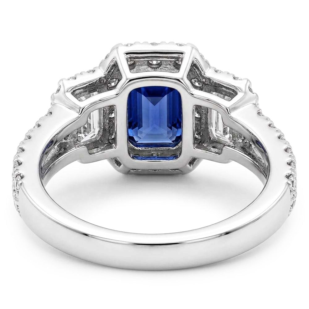 Natural Sapphire Ring 4ct - White Gold 14K
