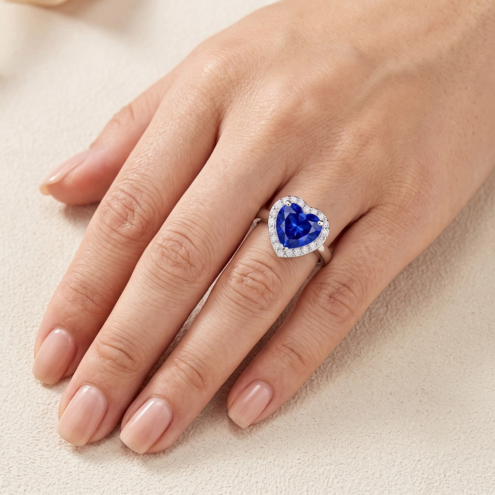 Natural Sapphire Ring 4ct - White Gold 14K