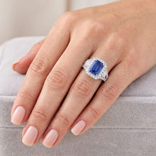 Natural Sapphire Ring 4ct - White Gold 14K