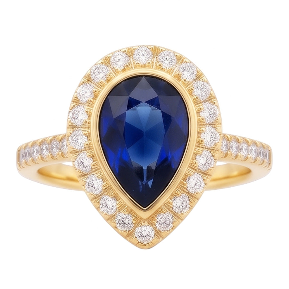 Natural Sapphire Ring 4ct - Yellow Gold 14K