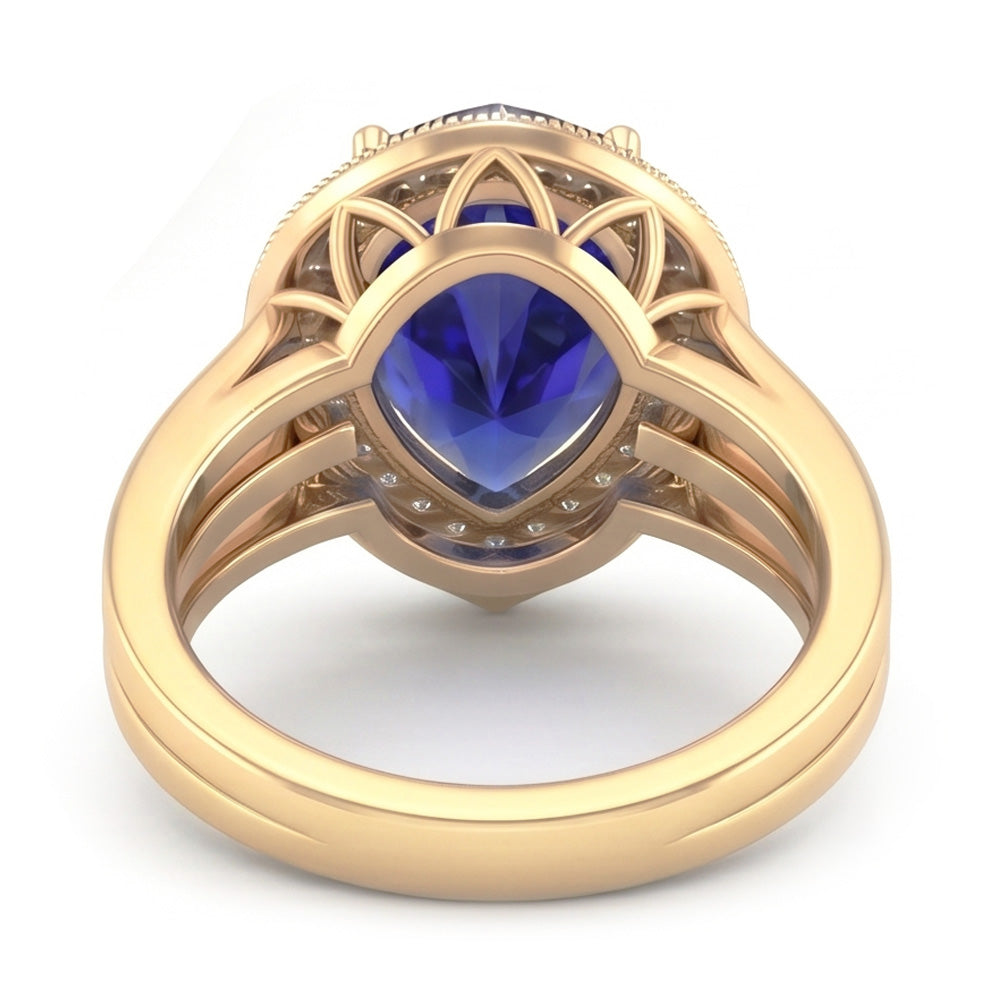 Natural Sapphire Ring 4ct - Yellow Gold 14K
