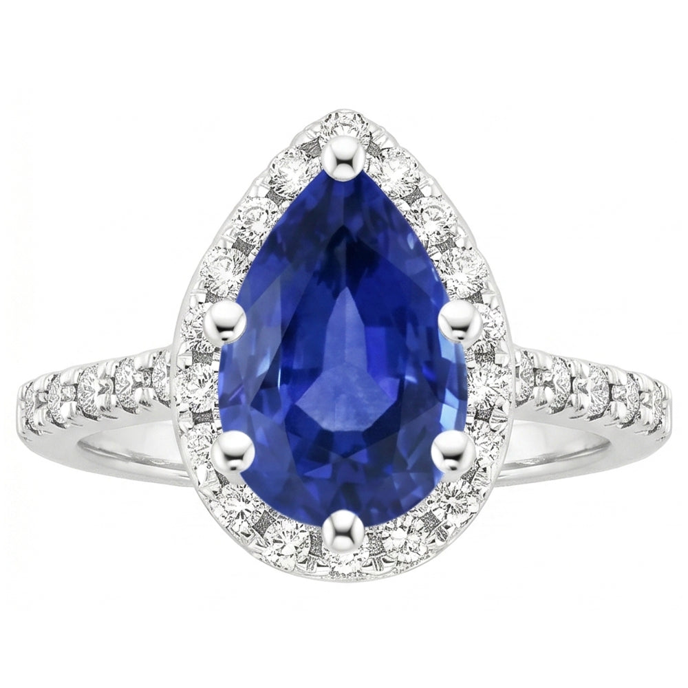 Natural Sapphire Ring 5.25ct - White Gold 14K