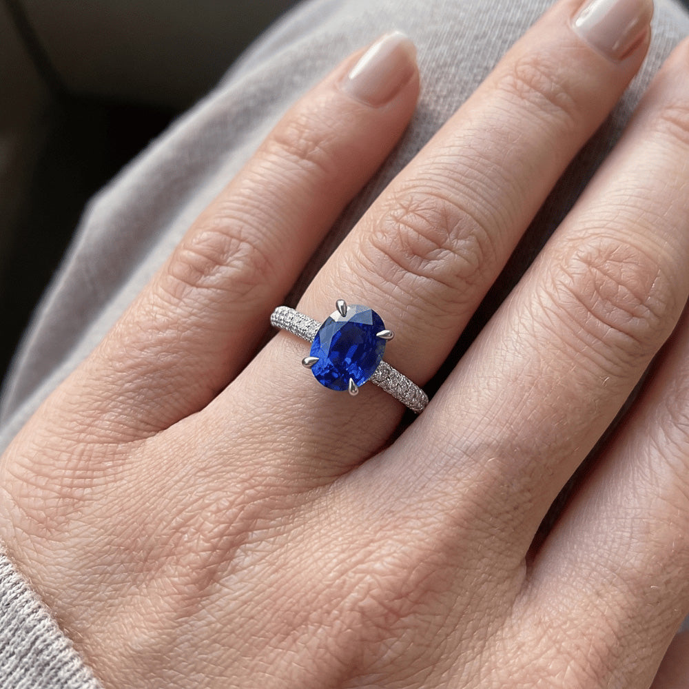 Natural Sapphire Ring 5.25ct - White Gold 14K