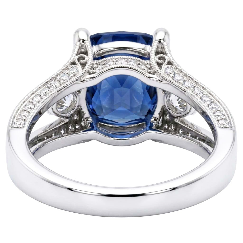 Natural Sapphire Ring 5.40ct - White Gold 14K