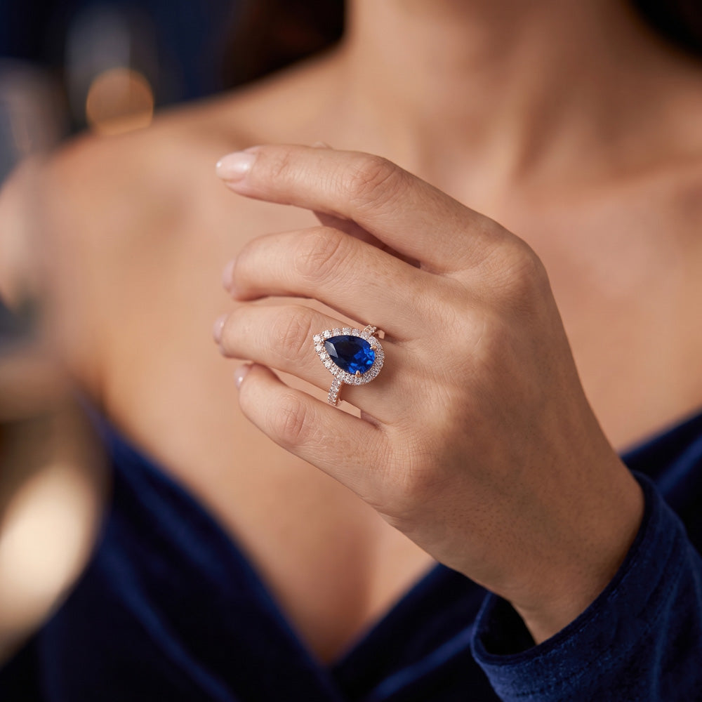 Natural Sapphire Ring 5.50ct - Rose Gold 14K