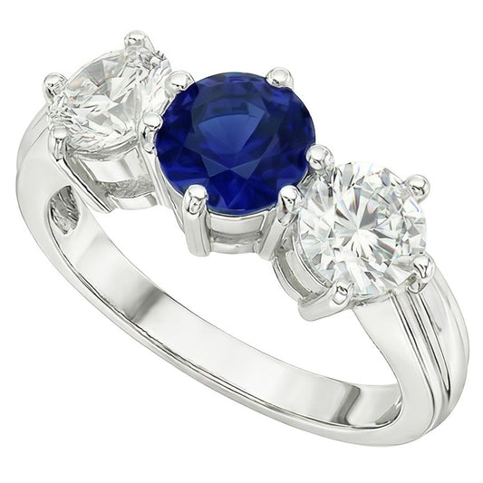 Natural Sapphire Ring 5.50ct - White Gold 14K
