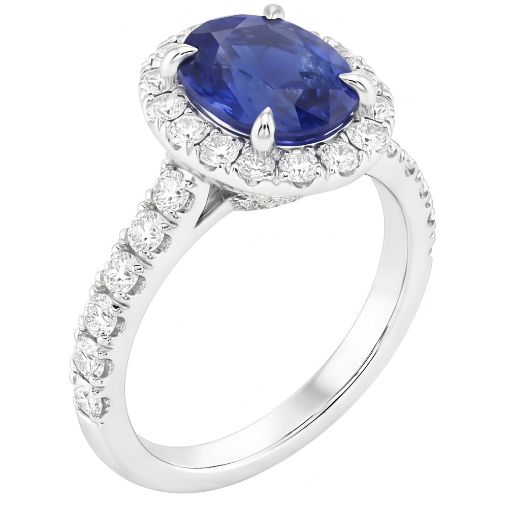 Natural Sapphire Ring 5.50ct - White Gold 14K