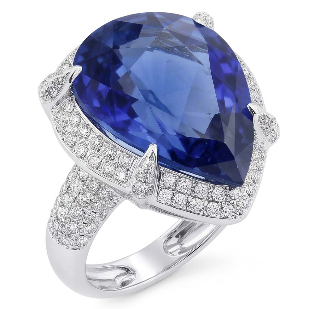 Natural Sapphire Ring 5.50ct - White Gold 14K