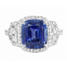Natural Sapphire Ring 5.50ct - White Gold 14K