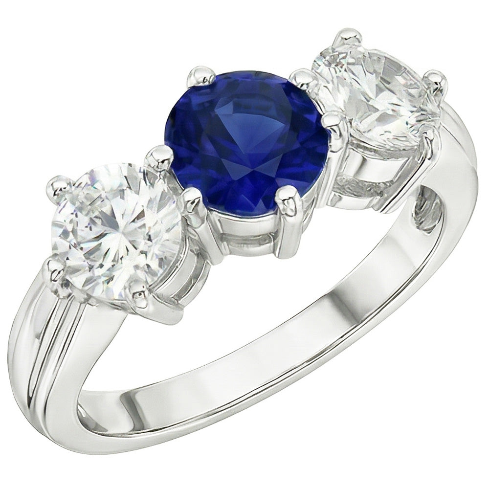 Natural Sapphire Ring 5.50ct - White Gold 14K