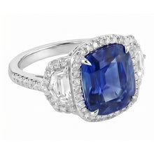 Natural Sapphire Ring 5.50ct - White Gold 14K