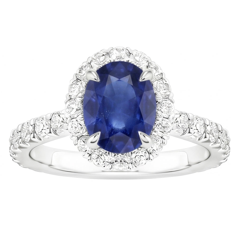 Natural Sapphire Ring 5.50ct - White Gold 14K