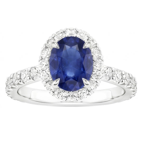Natural Sapphire Ring 5.50ct - White Gold 14K