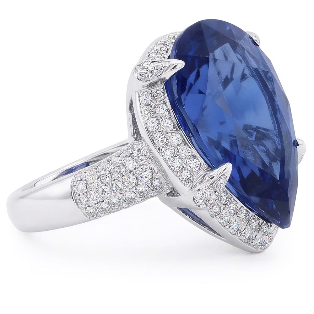 Natural Sapphire Ring 5.50ct - White Gold 14K