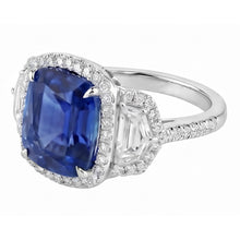 Natural Sapphire Ring 5.50ct - White Gold 14K